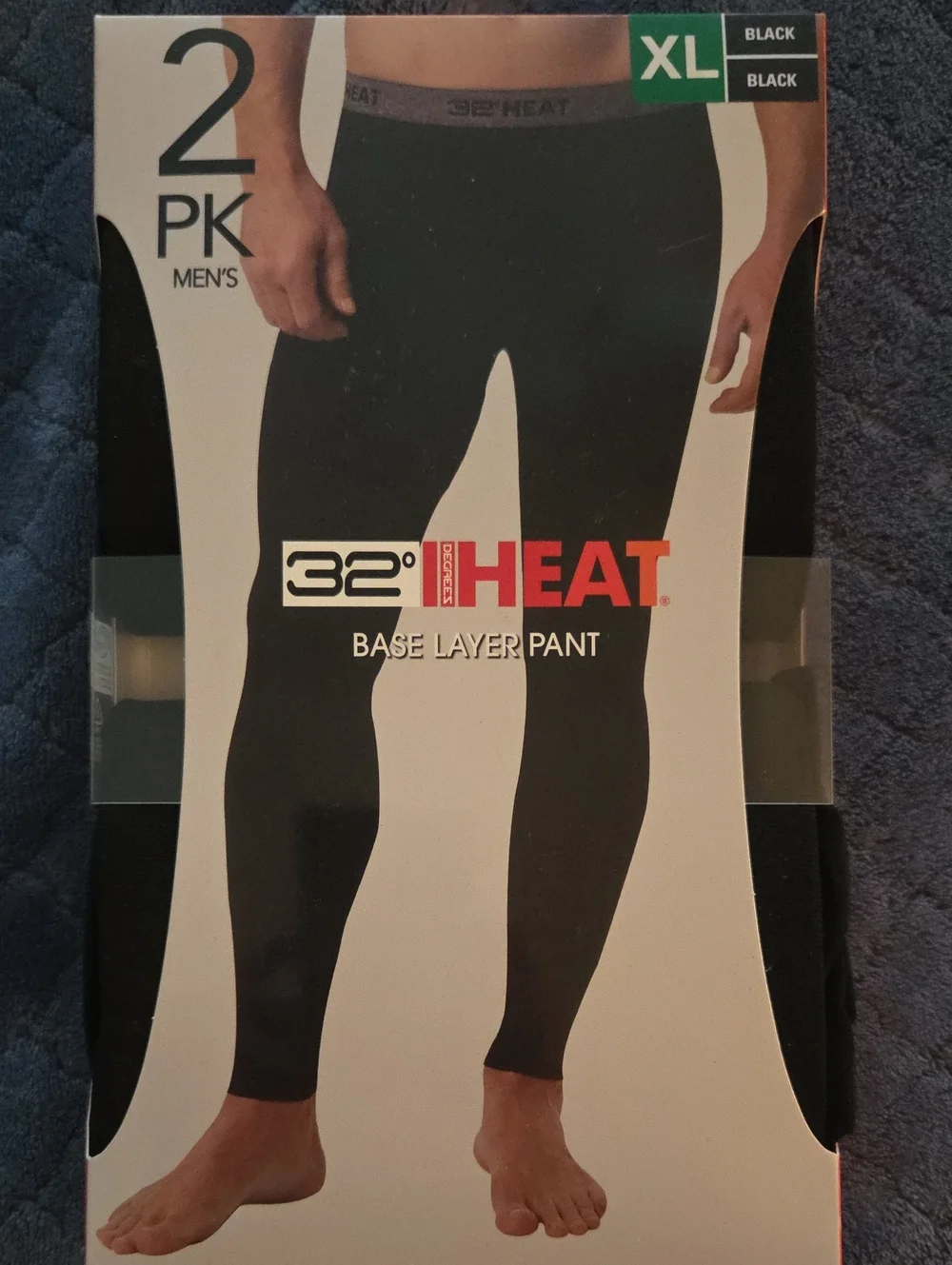 32 Degrees Heat Men’s Black Base Layer Pant - XL (2 Pack)